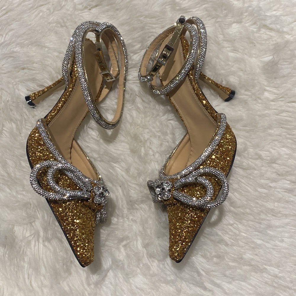 New Mach & Mach Double Bow Crystal embellished‎ glitter pump size 38.5EU - Picture 12 of 15
